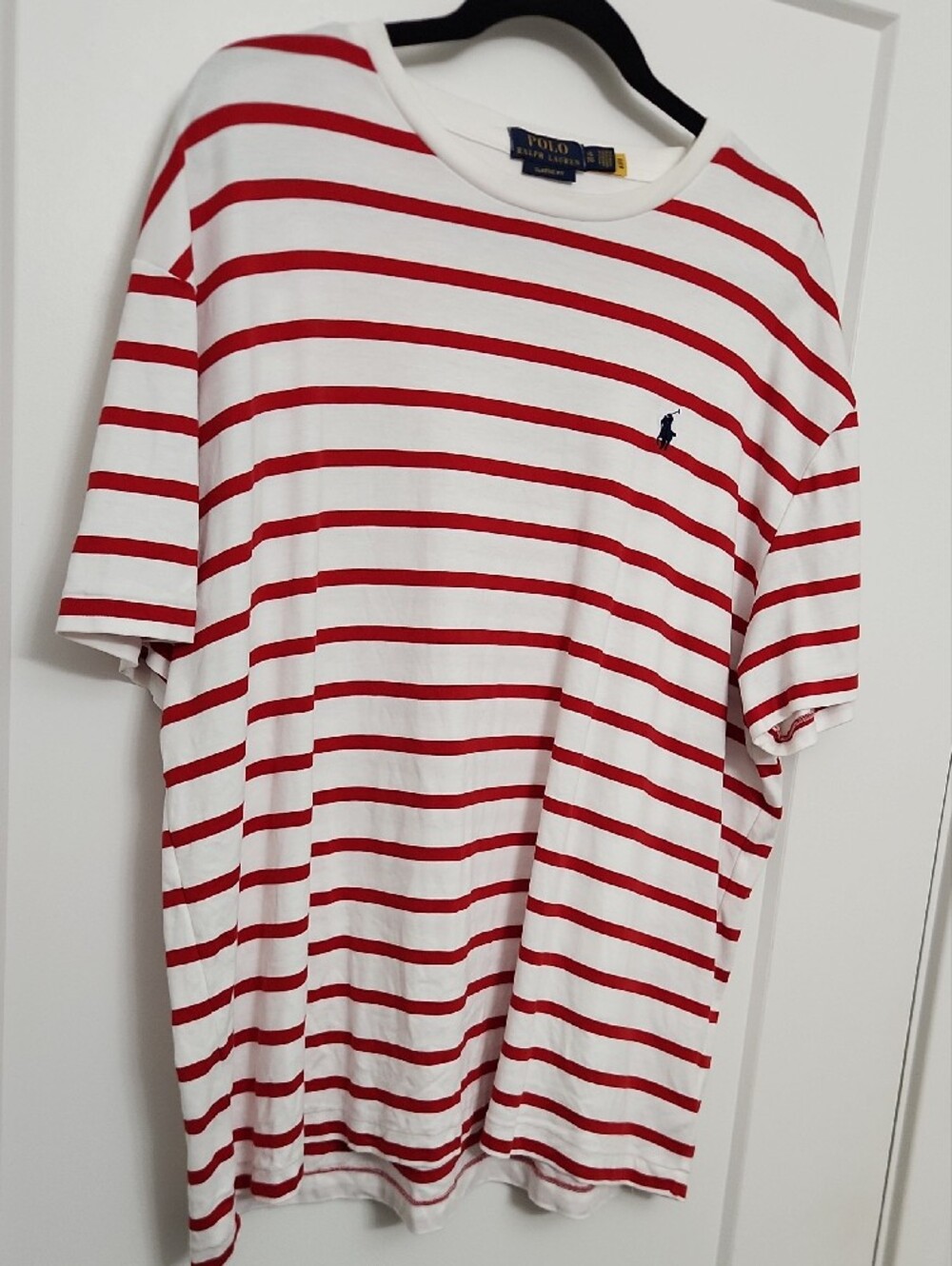 Polo by Ralph Lauren White Tee with Red Stripes and Navy Pony - Picture 3 of 5
